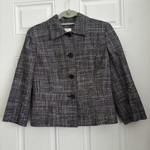 ❤️2/$15 or 3/$21❤️ Loft Black/Grey Tweed Cropped Blazer/Jacket, Size 6